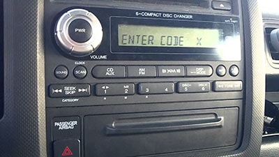 enter honda  radio code
