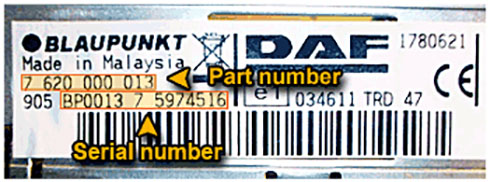 daf radio serial number