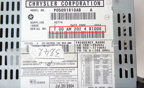 dodge radio serial number