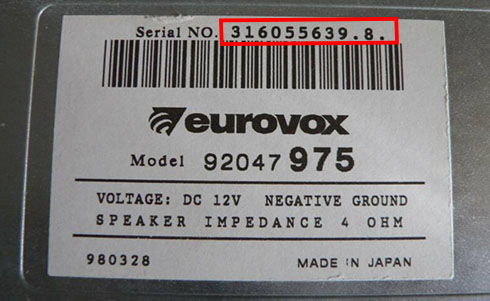 eurovox radio serial number