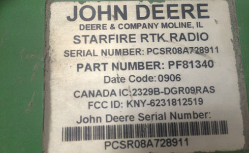 john deere radio serial number